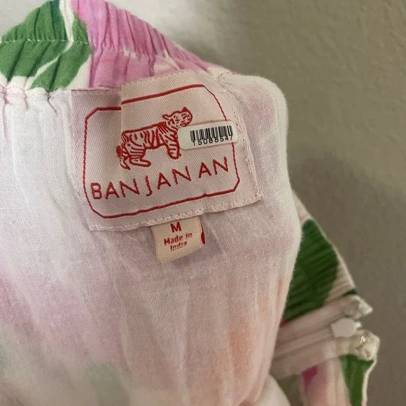 Banjanan Size Medium Agatha Midi A Line Skirt Pastel Orange Pink Cotton Floral - Picture 6 of 10